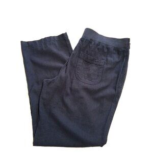 Per Se Linen Blend Pants Size XL Elastic Waist Navy Blue
